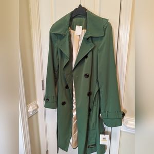 Calvin Klein water resistant leaf green trench coat